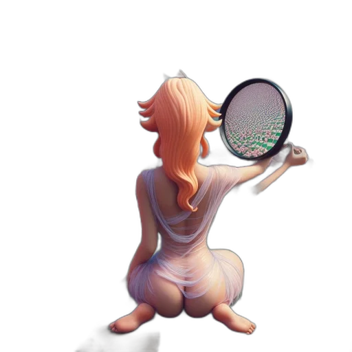 hair, dress, staff, mask transparent PNG cut-out