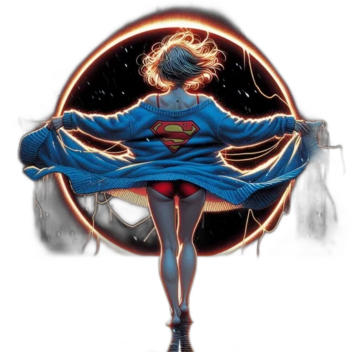 comic book art, concept art, supergirl, stands transparent PNG cut-out