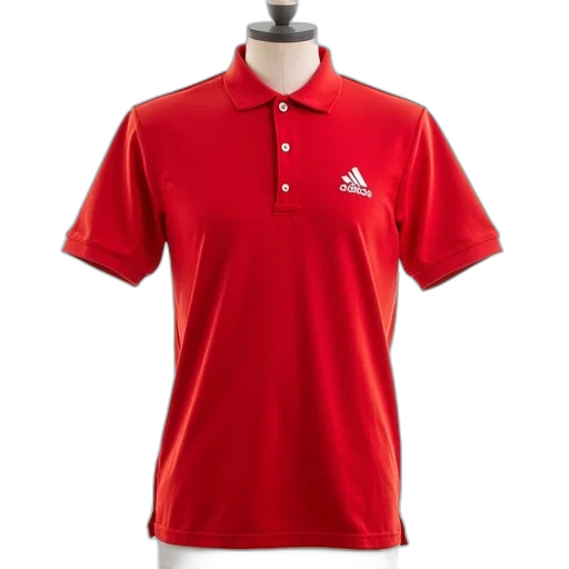 red, polo, shirt, three-button transparent PNG cut-out