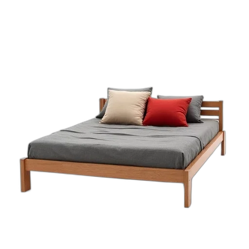 furniture, 3d render, wooden, bed transparent PNG cut-out
