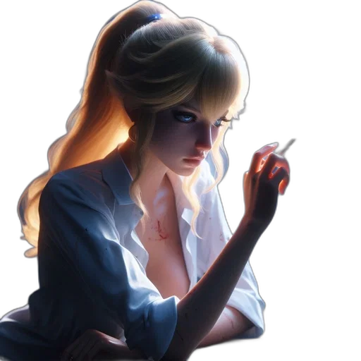 dress, staff, face, concept art transparent PNG cut-out