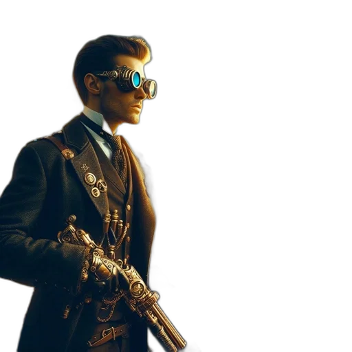 weapon, jacket, robot, cyberpunk transparent PNG cut-out