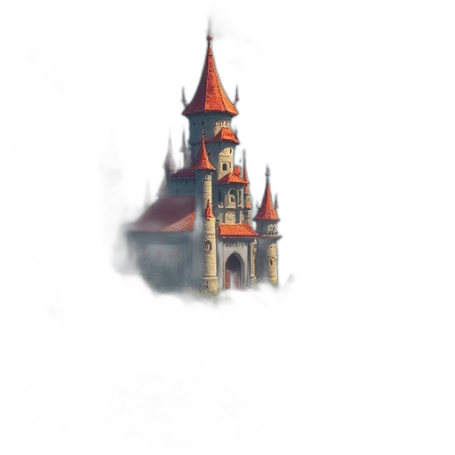 building, crown, dragon, staff transparent PNG cut-out