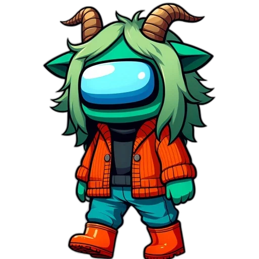 jacket, mask, creature, staff transparent PNG cut-out