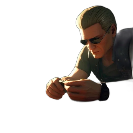 weapon, jacket, face, staff transparent PNG cut-out