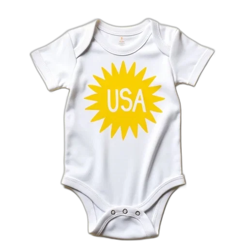 white, onesie, yellow, sun transparent PNG cut-out