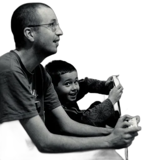 photorealistic, man, child, play transparent PNG cut-out