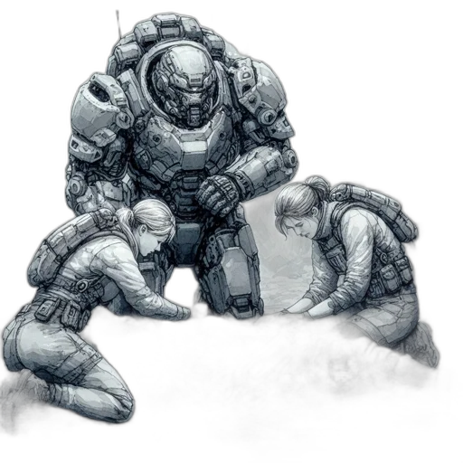 robot, creature, weapon, jacket transparent PNG cut-out