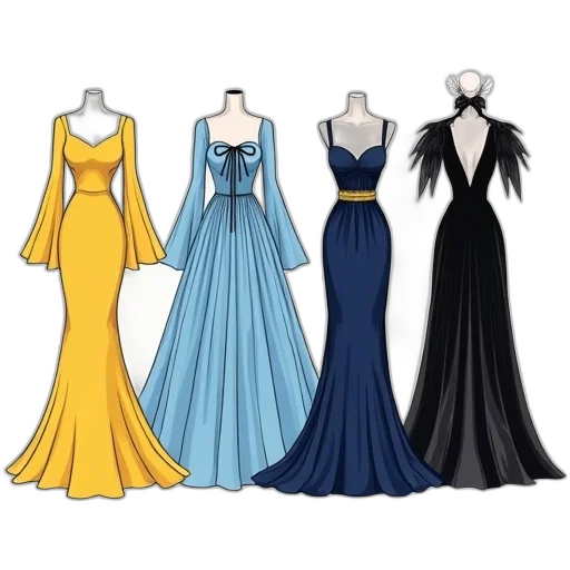 dress, concept art, colorful, monochrome transparent PNG cut-out
