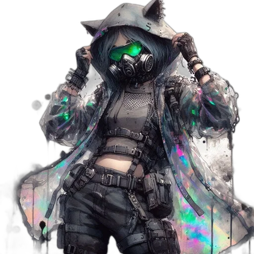 jacket, mask, weapon, robot transparent PNG cut-out