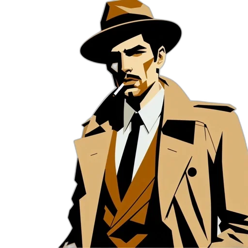 jacket, hat, staff, comic book art transparent PNG cut-out