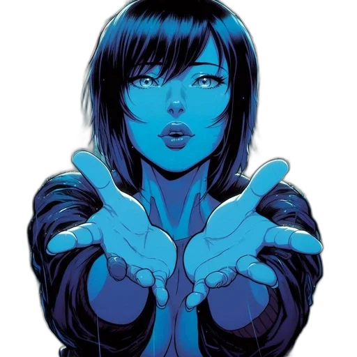 jacket, face, comic book art, cyberpunk transparent PNG cut-out
