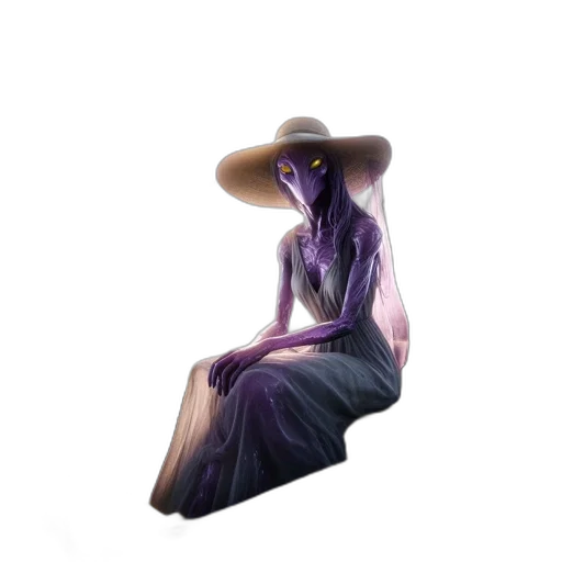 dress, hat, creature, jewelry transparent PNG cut-out