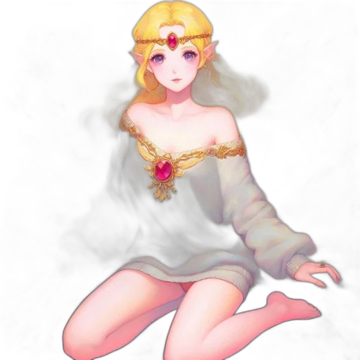 dress, crown, jewelry, staff transparent PNG cut-out