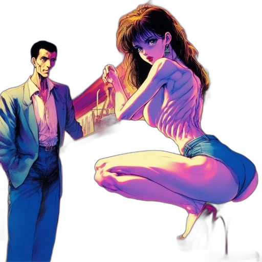 dress, concept art, comic book art, vaporwave transparent PNG cut-out