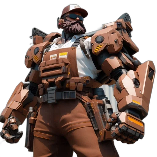 robot, weapon, concept art, 3d render transparent PNG cut-out