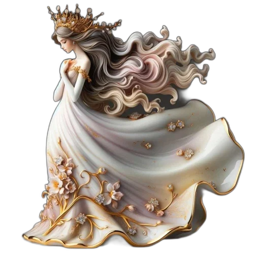 crown, dress, jewelry, fantasy art transparent PNG cut-out