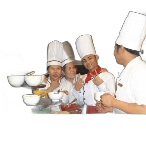 staff, food, hat, group transparent PNG cut-out