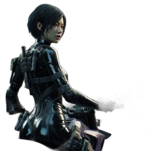 weapon, robot, jacket, cyberpunk transparent PNG cut-out
