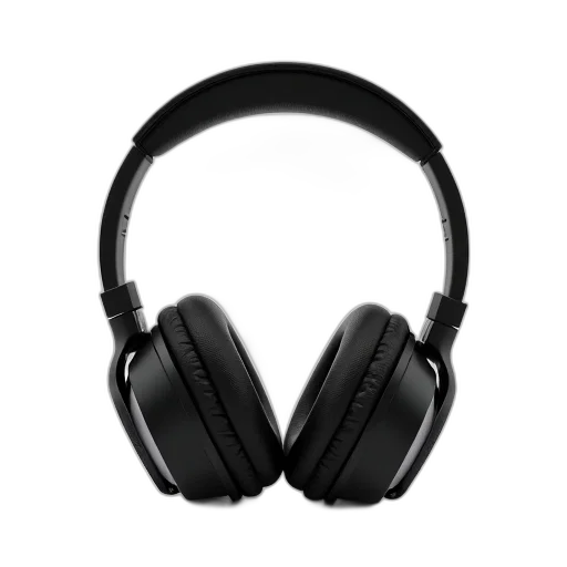 pair, black, headphones, white transparent PNG cut-out