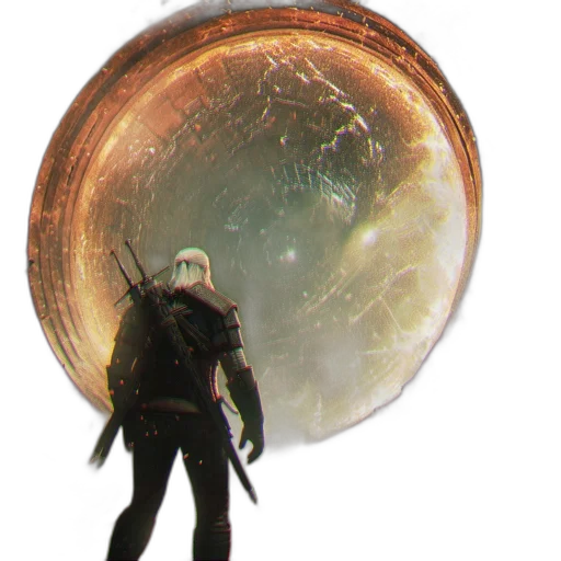 creature, hair, staff, sword transparent PNG cut-out