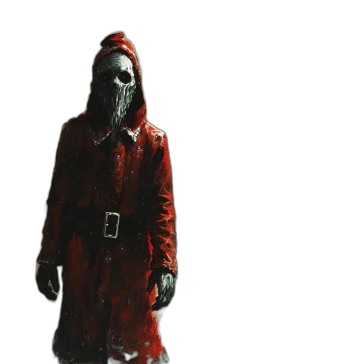 mask, jacket, creature, staff transparent PNG cut-out