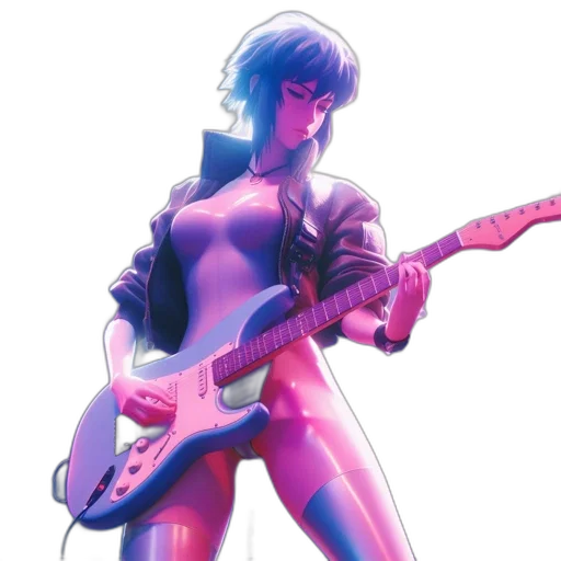 jacket, weapon, concept art, vaporwave transparent PNG cut-out