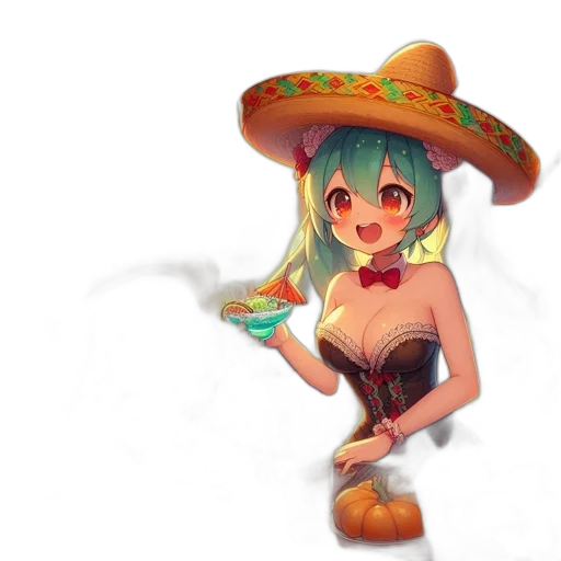 hat, staff, weapon, dress transparent PNG cut-out