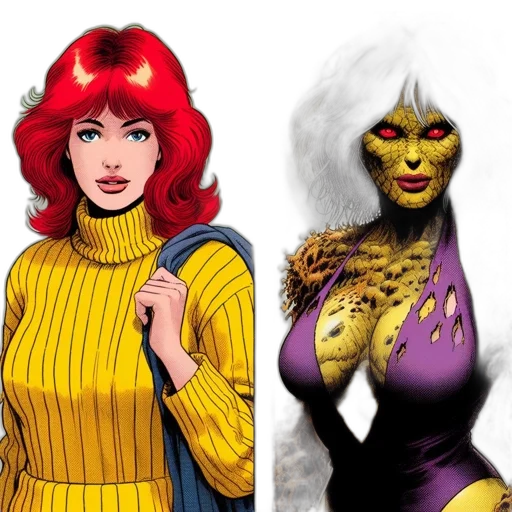 comic book art, concept art, fantasy art, two transparent PNG cut-out
