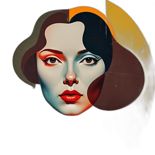 face, mask, photorealistic, comic book art transparent PNG cut-out