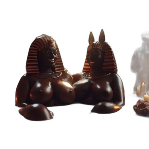 3d render, two, statues, women transparent PNG cut-out