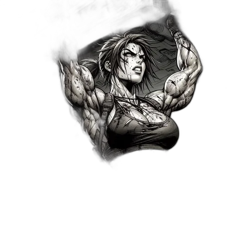 weapon, face, creature, comic book art transparent PNG cut-out