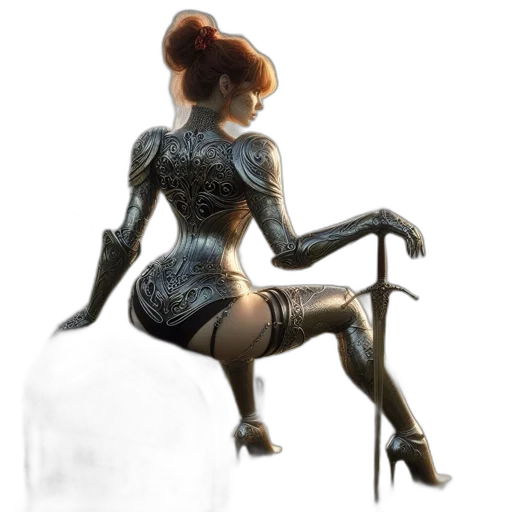 dress, robot, staff, concept art transparent PNG cut-out