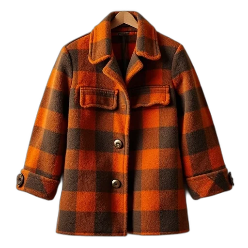 jacket, orange, brown, plaid transparent PNG cut-out