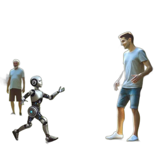 robot, concept art, 3d render, pixel art transparent PNG cut-out