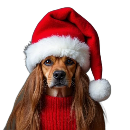hat, animal, photorealistic, santa transparent PNG cut-out