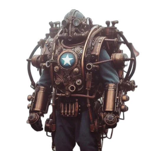 robot, jacket, mask, weapon transparent PNG cut-out