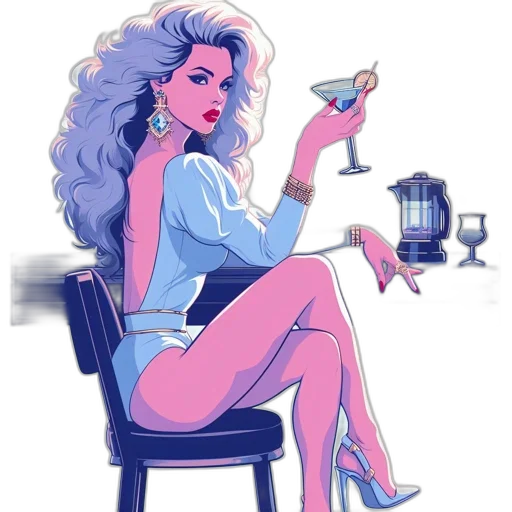 dress, cartoon, vaporwave, concept art transparent PNG cut-out