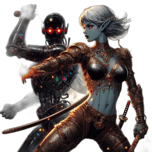 robot, concept art, comic book art, fantasy art transparent PNG cut-out