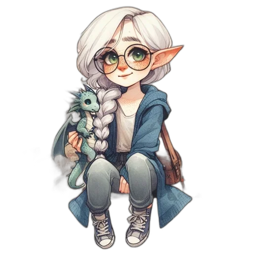 dragon, staff, creature, fantasy art transparent PNG cut-out