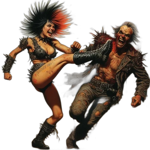 concept art, comic book art, fantasy art, post-apocalyptic transparent PNG cut-out