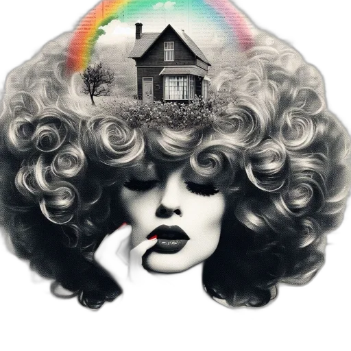hair, hat, umbrella, photorealistic transparent PNG cut-out