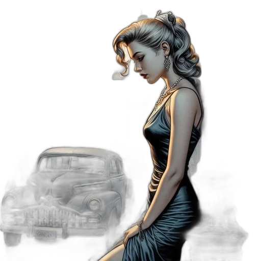 dress, car, comic book art, concept art transparent PNG cut-out