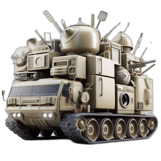 robot, weapon, concept art, 3d render transparent PNG cut-out