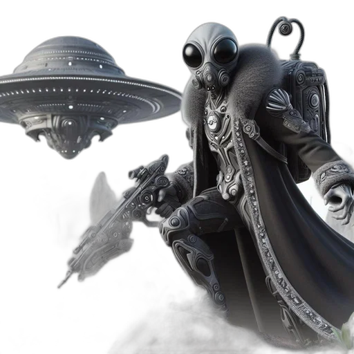 robot, weapon, concept art, 3d render transparent PNG cut-out