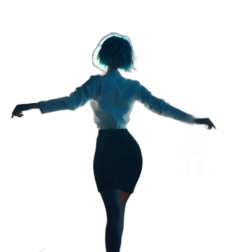 dress, staff, jacket, hair transparent PNG cut-out