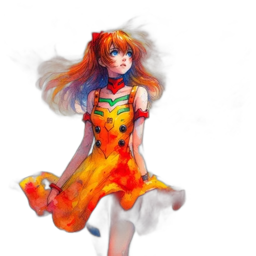 dress, watercolor, anime, concept art transparent PNG cut-out