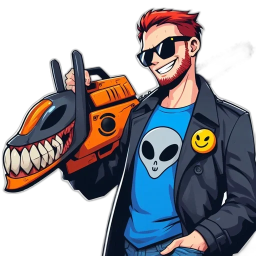 jacket, weapon, staff, robot transparent PNG cut-out
