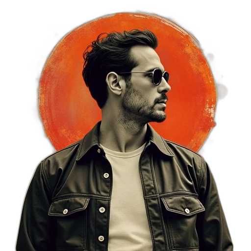 jacket, face, hair, photorealistic transparent PNG cut-out