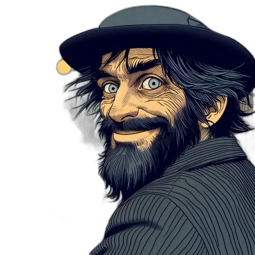 face, hat, comic book art, concept art transparent PNG cut-out